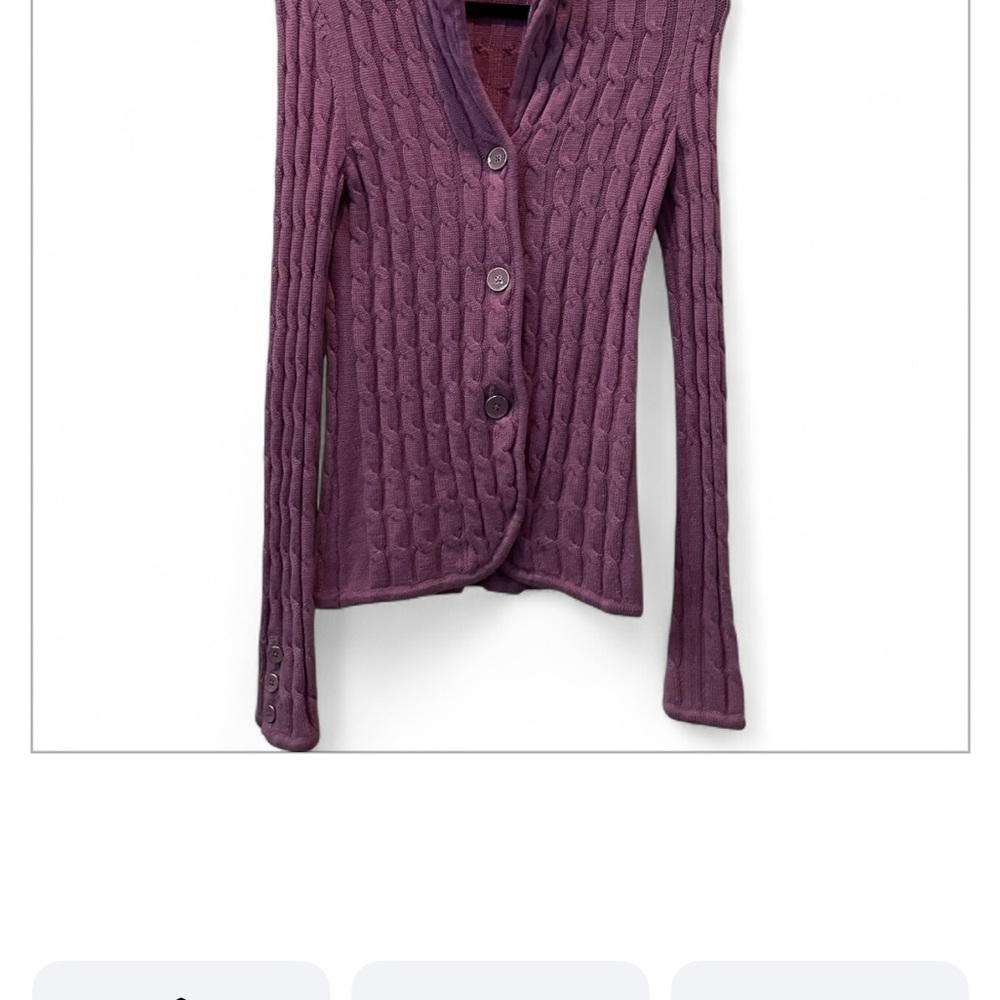 Talbots Plum Cable Knit Cardigan